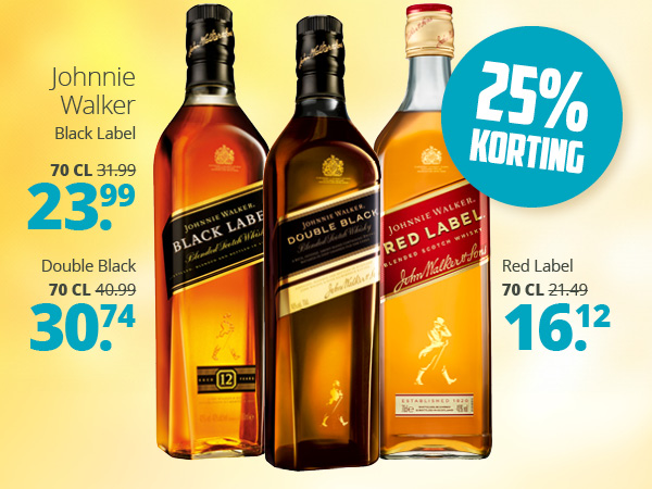 Johnnie walker 25% korting