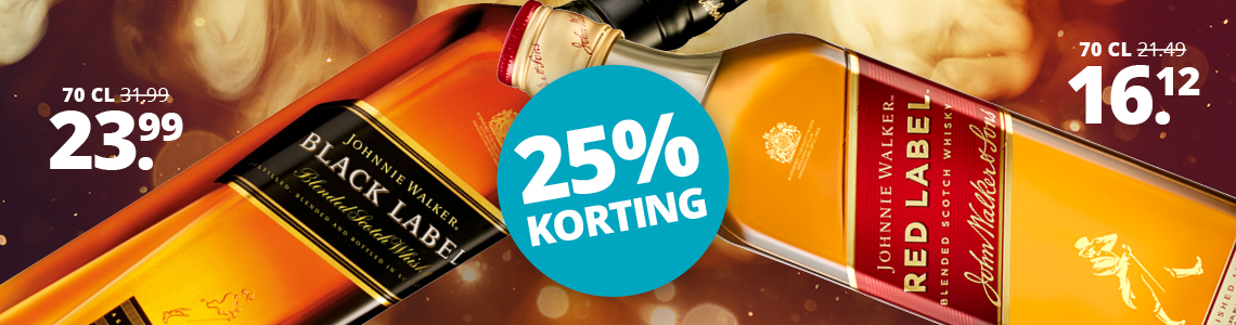 Johnnie Walker 25 % korting