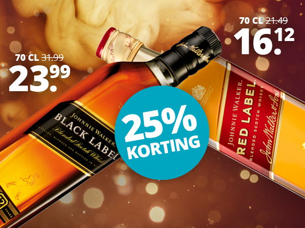 Johnnie Walker 25 % korting