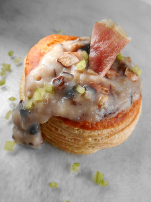 Paddenstoelenragout met gerookte ham